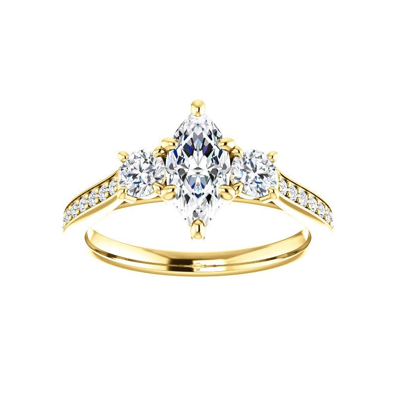 The Weston marquise moissanite engagement ring solitaire setting yellow gold