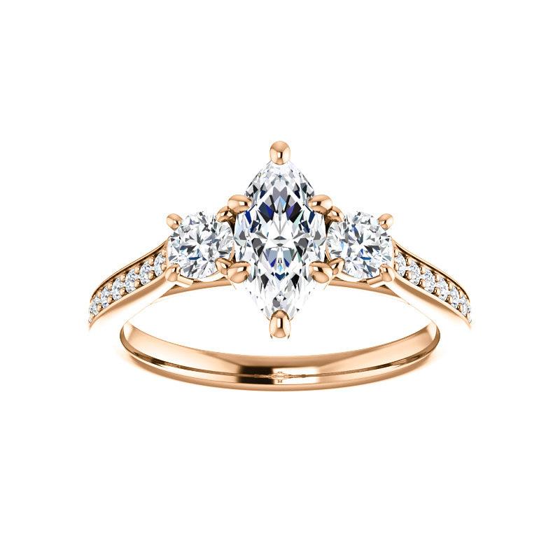 The Weston marquise moissanite engagement ring solitaire setting rose gold
