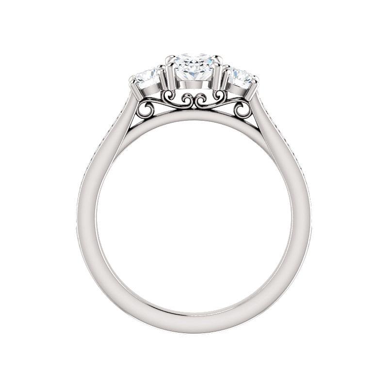 The Weston oval moissanite engagement ring solitaire setting white gold side profile