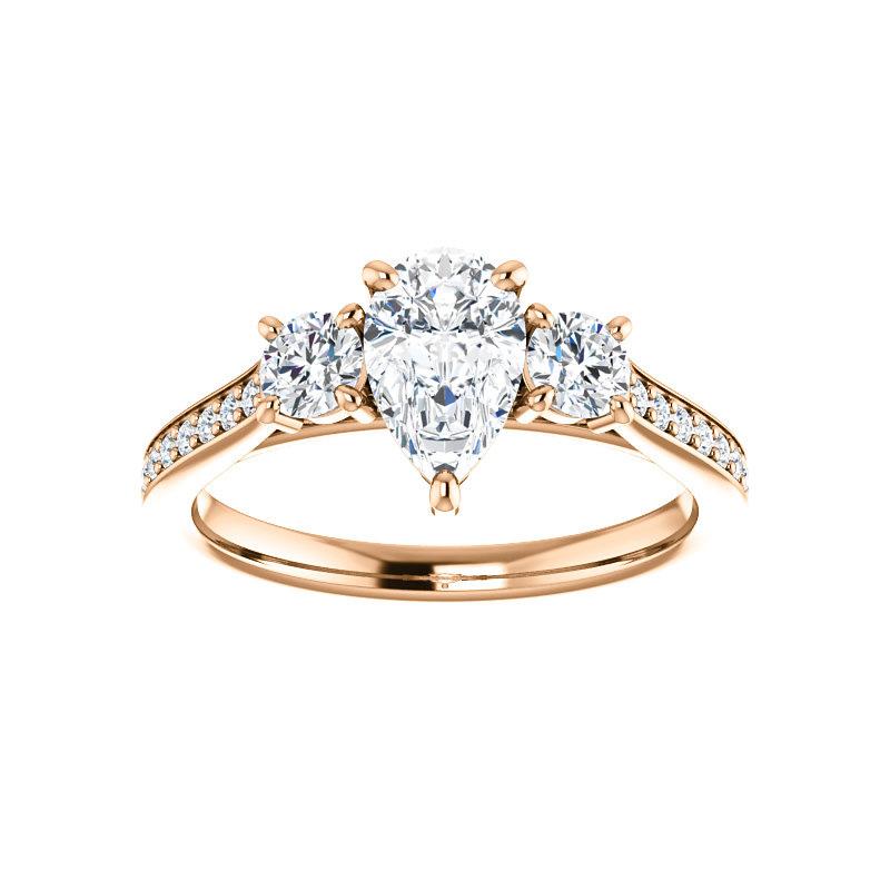 The Weston pear moissanite engagement ring solitaire setting rose gold