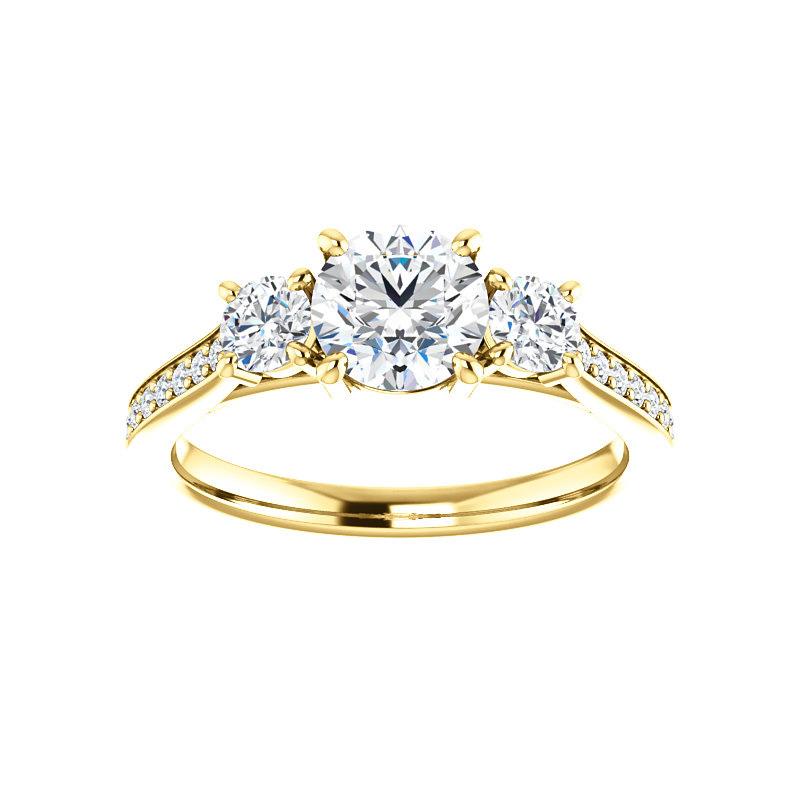 The Weston round moissanite engagement ring solitaire setting yellow gold