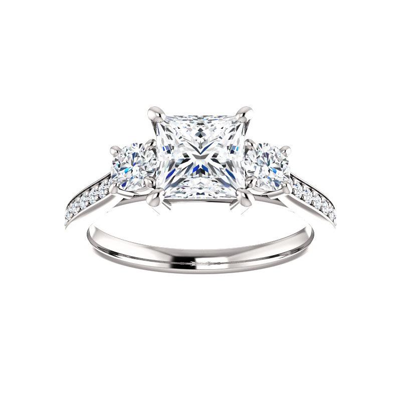 The Weston princess moissanite engagement ring solitaire setting white gold