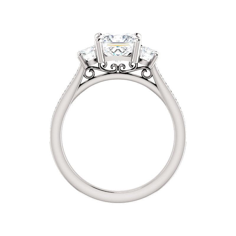 The Weston princess moissanite engagement ring solitaire setting white gold side profile