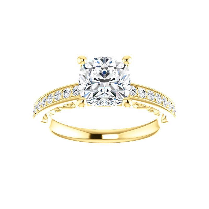 The Amelia Moissanite cushion moissanite engagement ring solitaire setting yellow gold