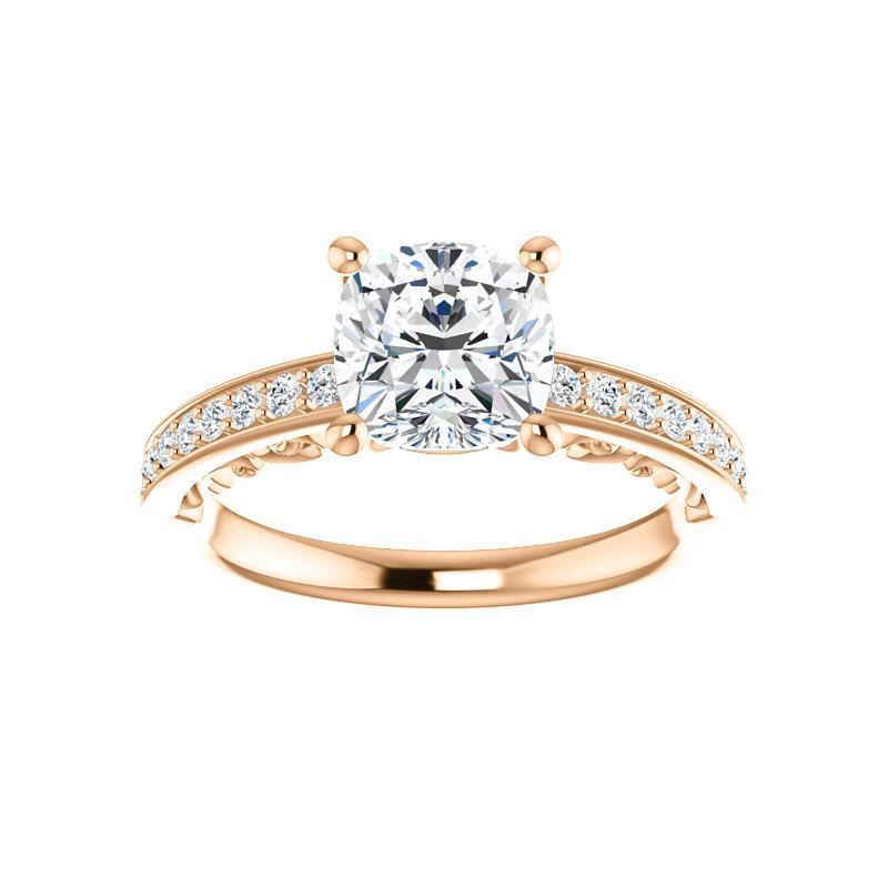 The Amelia Moissanite cushion engagement ring solitaire setting rose gold