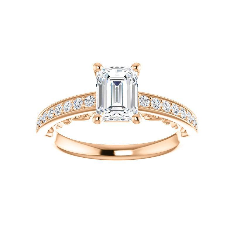 The Amelia Moissanite emerald moissanite engagement ring solitaire setting rose gold