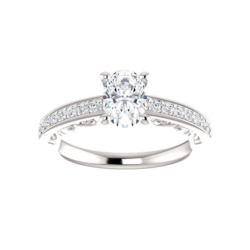 The Amelia Moissanite oval moissanite engagement ring solitaire setting white gold