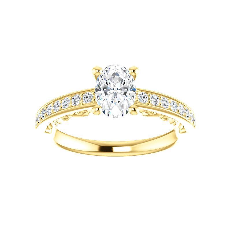 The Amelia Moissanite oval moissanite engagement ring solitaire setting yellow gold