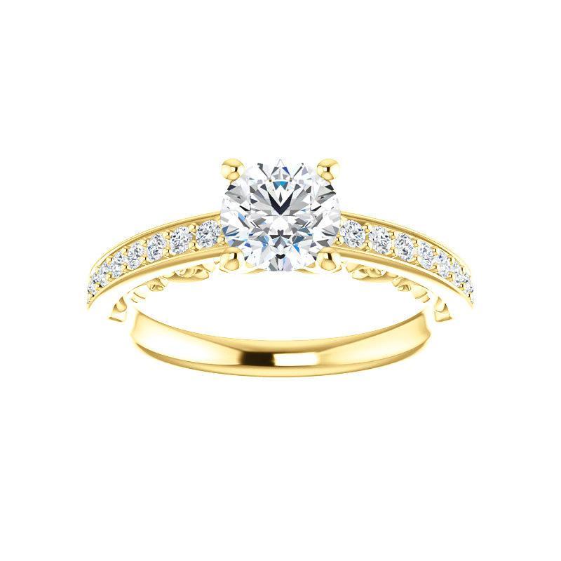 The Amelia Moissanite round moissanite engagement ring solitaire setting yellow gold