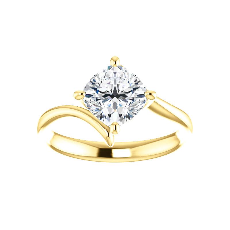 The Interlace Cushion Moissanite Engagement Ring Solitaire Setting Yellow Gold