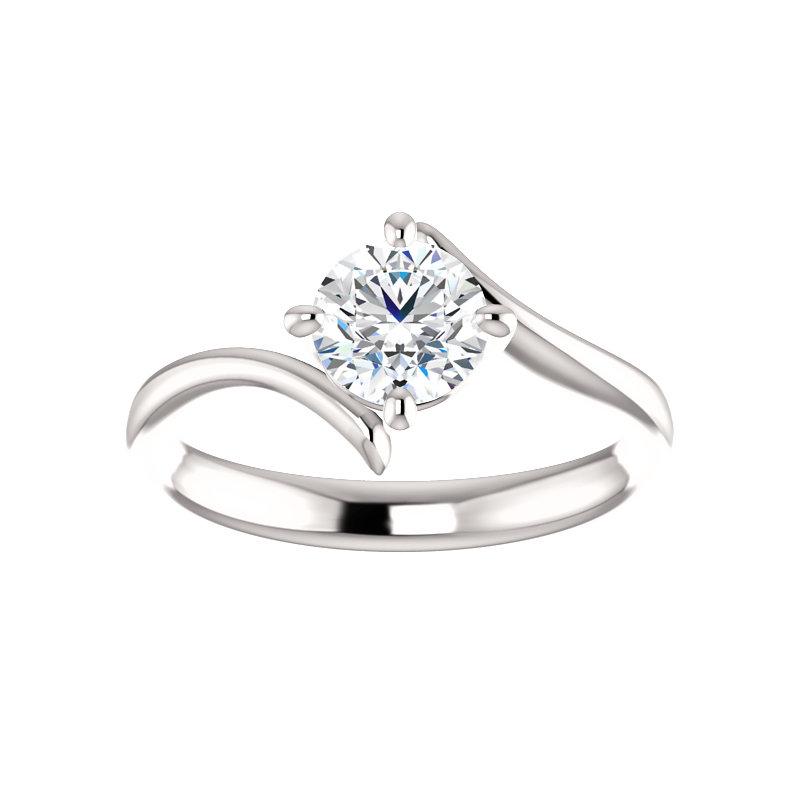 The Interlace Round Moissanite Engagement Ring Solitaire Setting White Gold