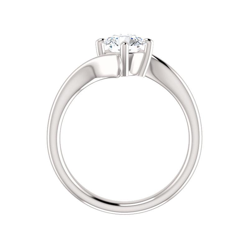 The Interlace Round Moissanite Engagement Ring Solitaire Setting White Gold Side Profile