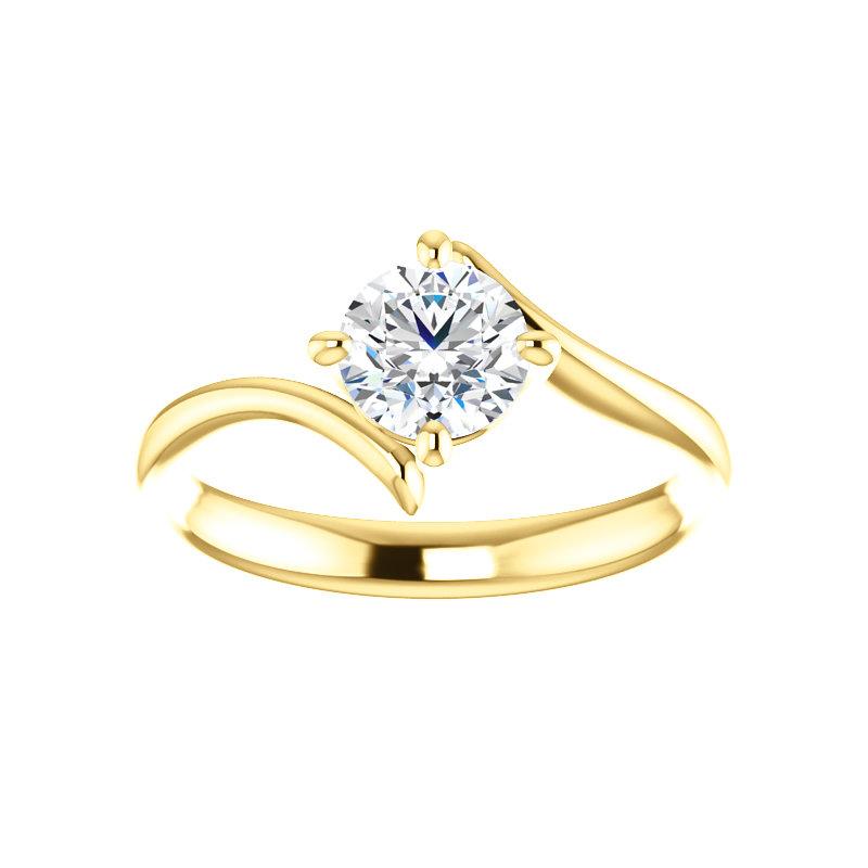 The Interlace Round Moissanite Engagement Ring Solitaire Setting Yellow Gold
