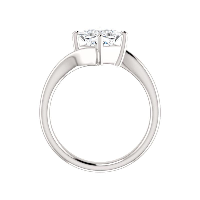 The Interlace Princess Moissanite Engagement Ring Solitaire Setting White Gold Side Profile