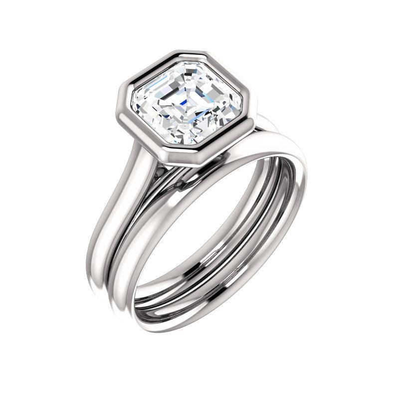 The Debra Asscher Moissanite Engagement Ring Rope Solitaire Setting White Gold With Matching Band