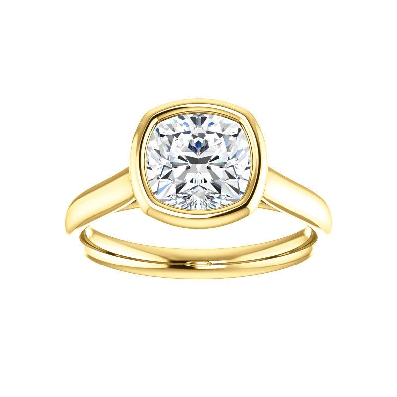 The Debra Cushion Moissanite Engagement Ring Rope Solitaire Setting Yellow Gold