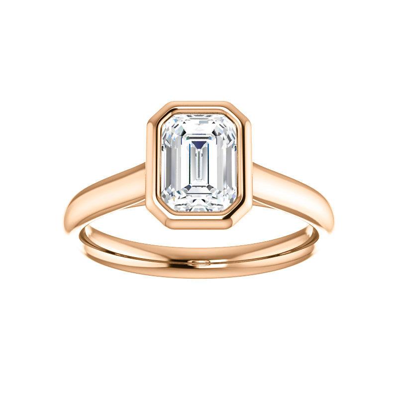 The Debra Emerald Moissanite Engagement Ring Rope Solitaire Setting Rose Gold