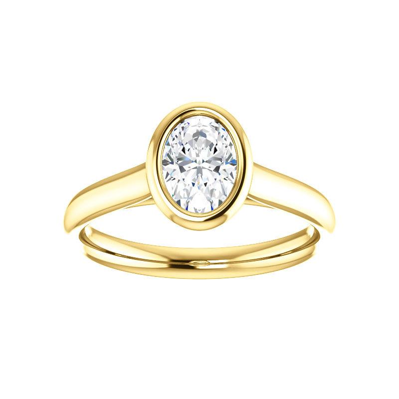 The Debra Oval Moissanite Engagement Ring Rope Solitaire Setting Yellow Gold