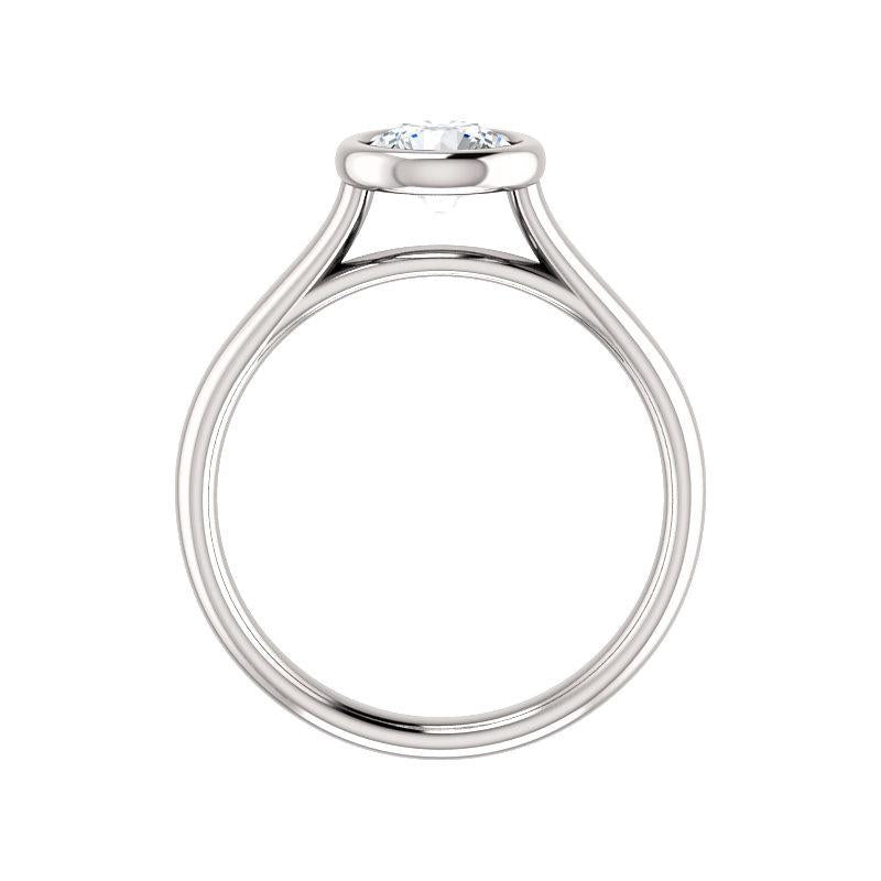 The Debra Round Moissanite Engagement Ring Rope Solitaire Setting White Gold Side Profile