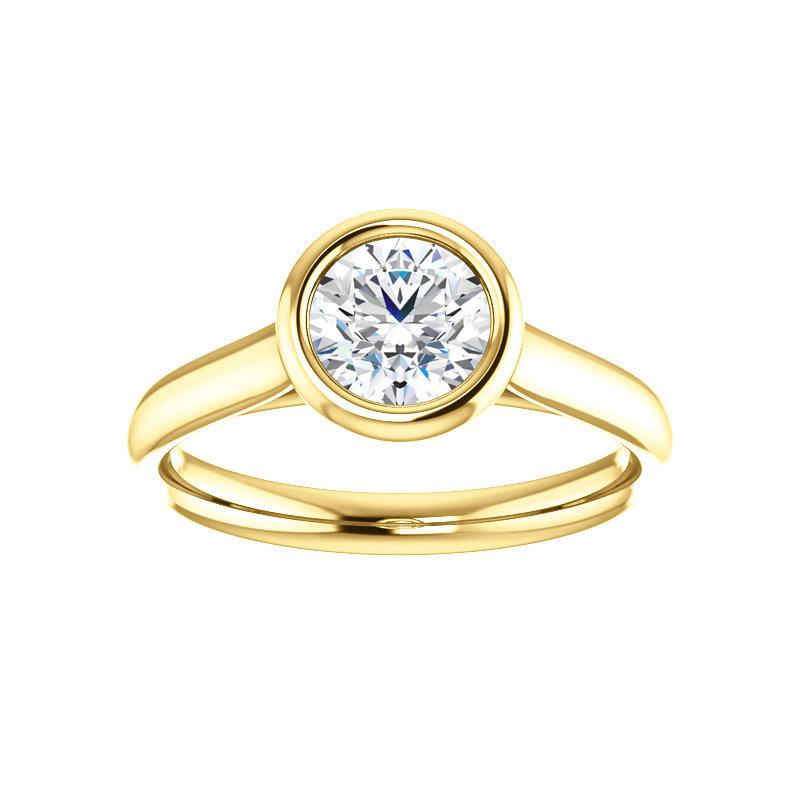 The Debra Round Moissanite Engagement Ring Rope Solitaire Setting Yellow Gold