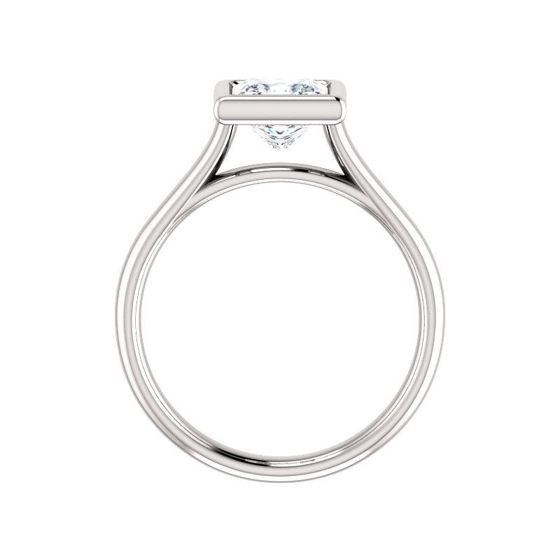The Debra Princess Moissanite Engagement Ring Rope Solitaire Setting White Gold Side Profile