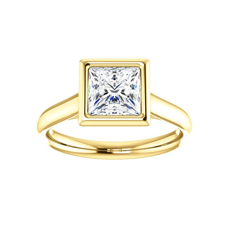 The Debra Princess Moissanite Engagement Ring Rope Solitaire Setting Yellow Gold