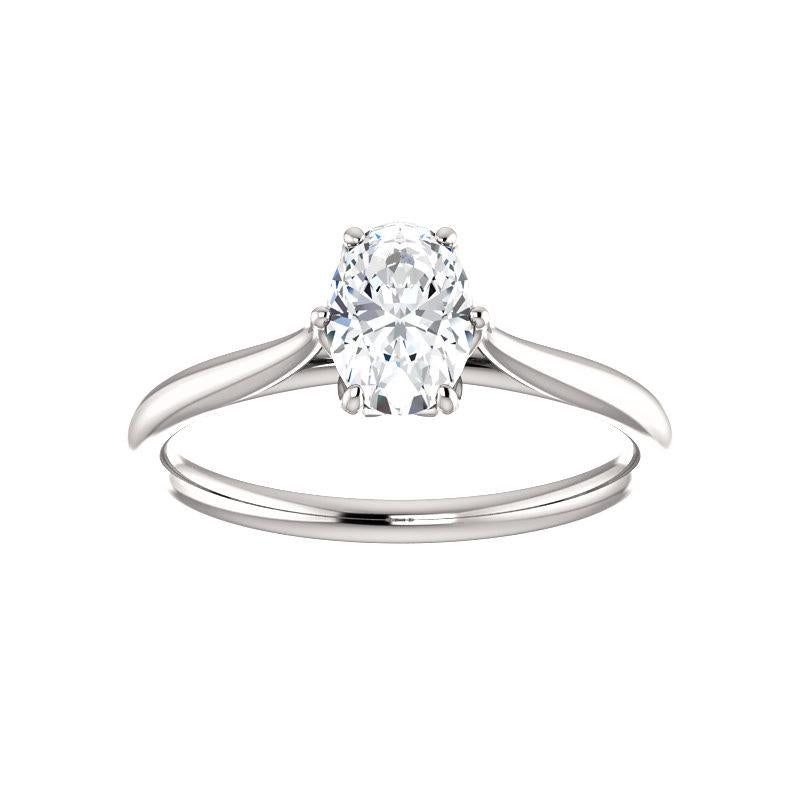 The Teresa Oval Moissanite Engagement Ring High Polished Solitaire Setting White Gold