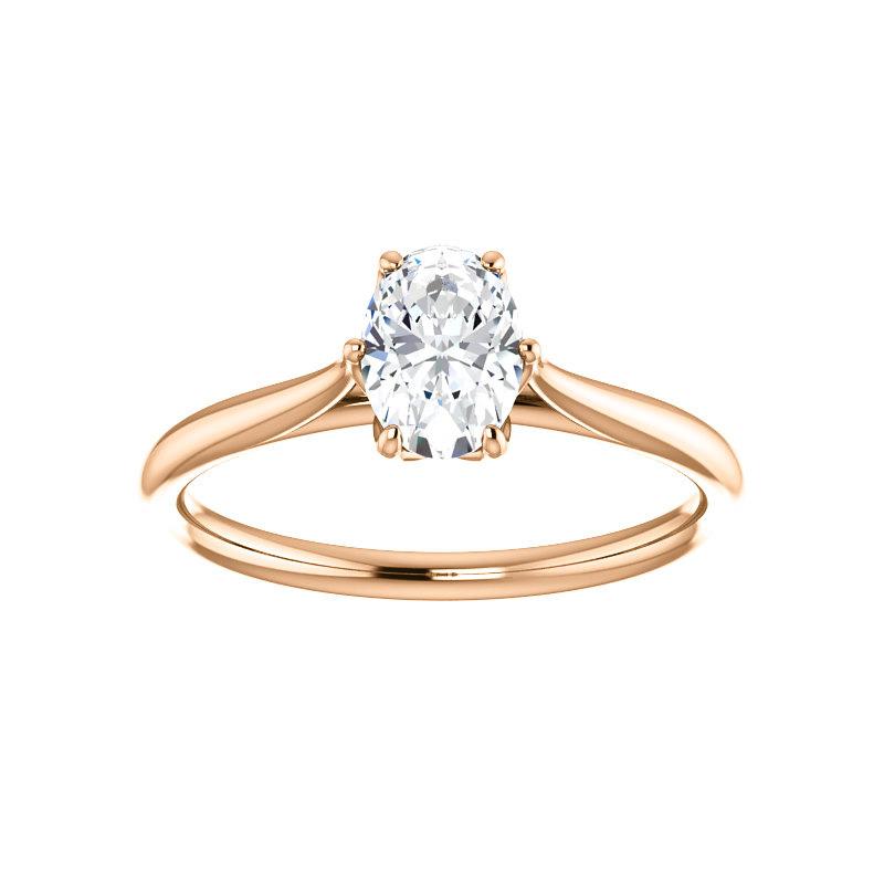 The Teresa Oval Moissanite Engagement Ring High Polished Solitaire Setting Rose Gold