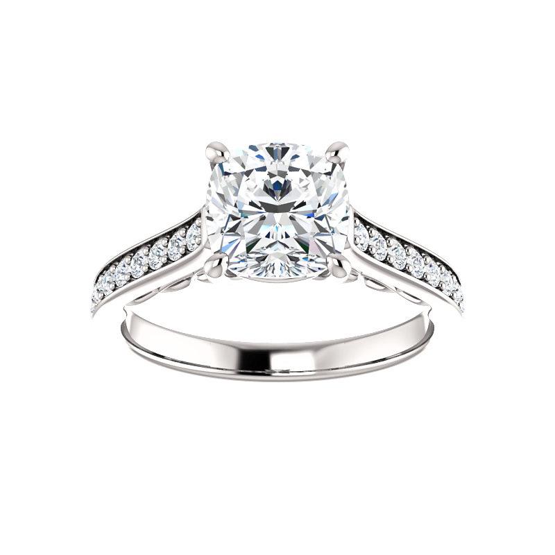 The Andrea Cushion Moissanite Ring diamond engagement ring solitaire setting white gold