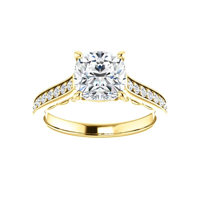 The Andrea Cushion Moissanite Ring diamond engagement ring solitaire setting yellow gold