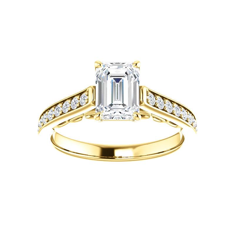 The Andrea Emerald Moissanite Ring diamond engagement ring solitaire setting yellow gold