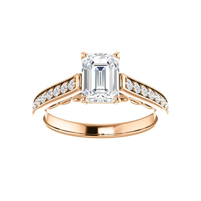 The Andrea Emerald Moissanite Ring diamond engagement ring solitaire setting rose gold