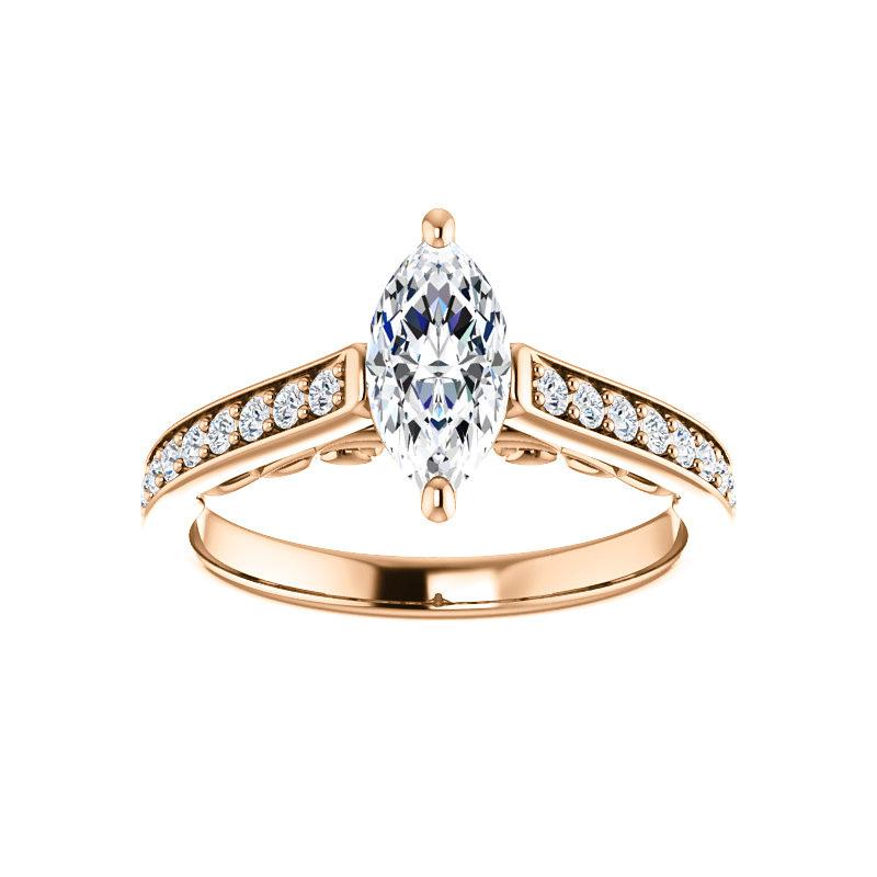 The Andrea Marquise Moissanite Ring diamond engagement ring solitaire setting rose gold