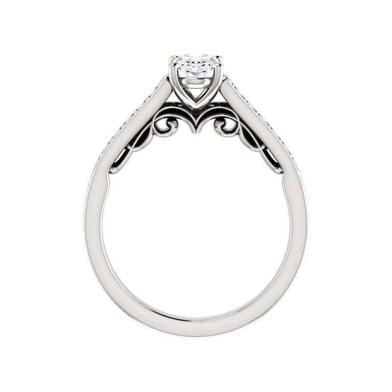 The Andrea Oval Moissanite Ring diamond engagement ring solitaire setting white gold side profile