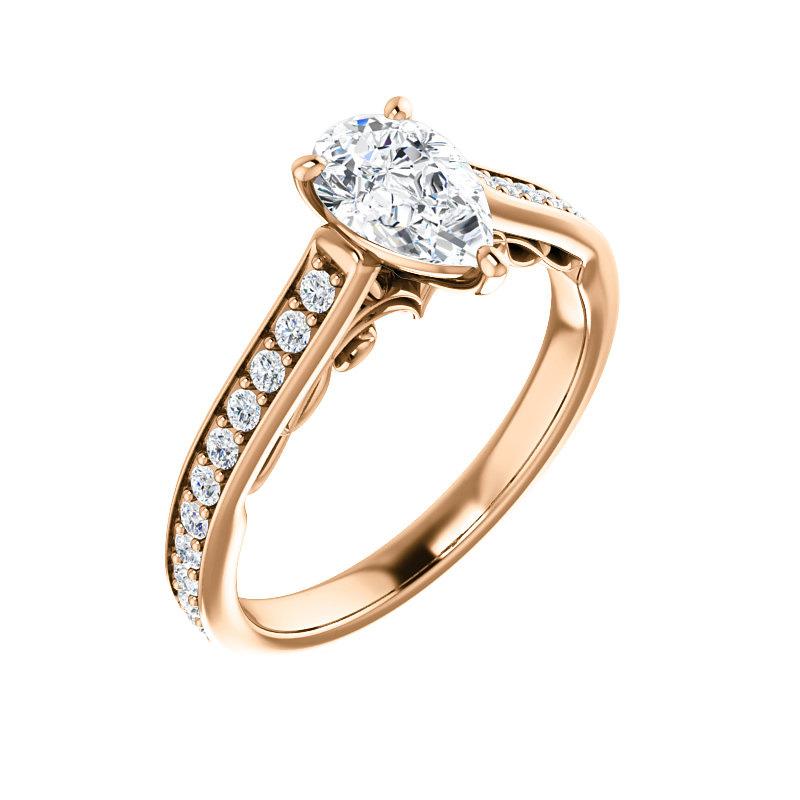 The Andrea Pear Moissanite Ring diamond engagement ring solitaire setting rose gold