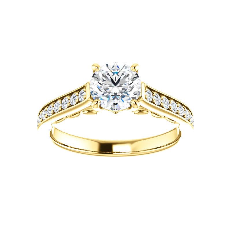 The Andrea Round Moissanite Ring diamond engagement ring solitaire setting yellow gold