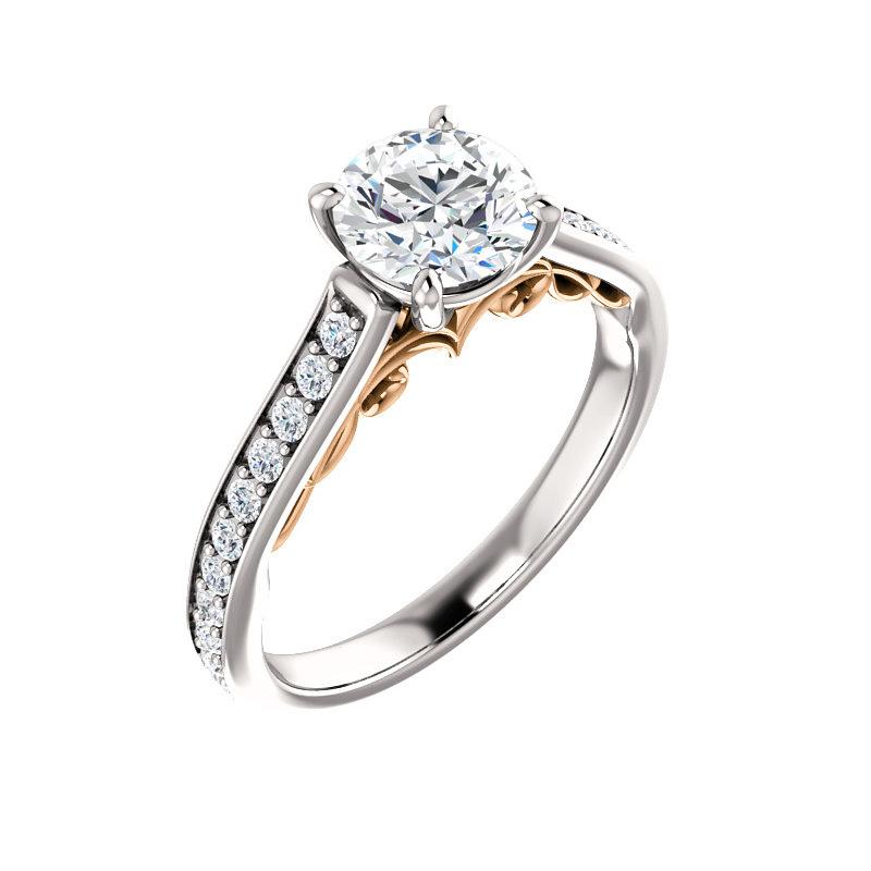 The Andrea Round Lab Diamond Ring diamond engagement ring solitaire setting white gold and rose gold accent