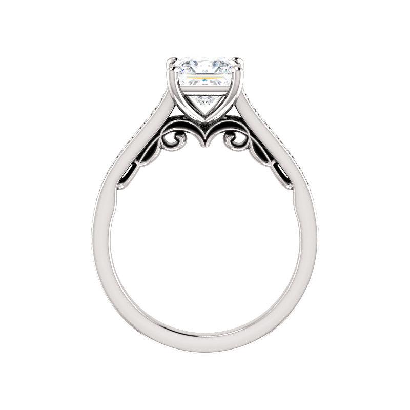 The Andrea Princess Moissanite Ring diamond engagement ring solitaire setting white gold side profile