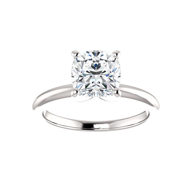 The Four Prongs Cushion Moissanite Engagement Ring Solitaire Setting White Gold