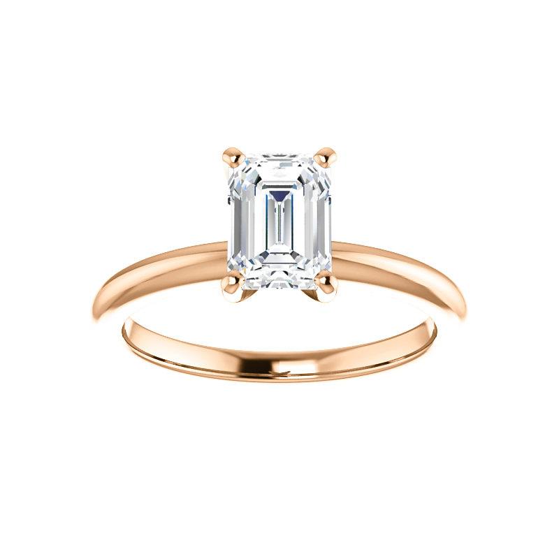 The Four Prongs Emerald Moissanite Engagement Ring Solitaire Setting Rose Gold