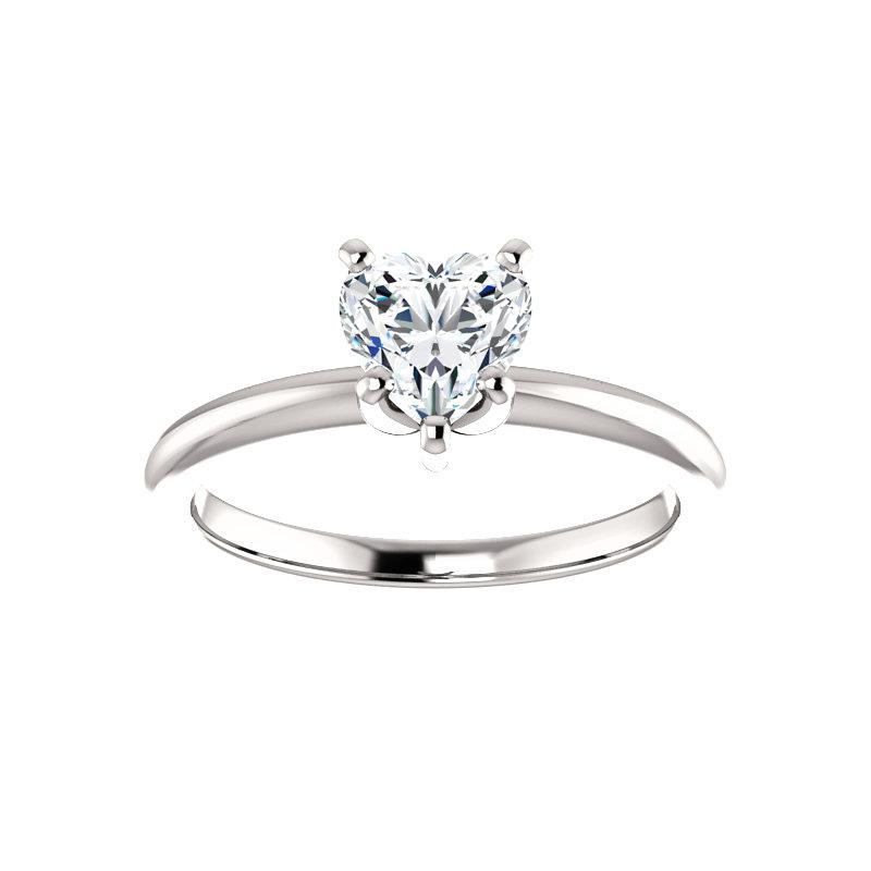 The Four Prongs Heart Moissanite Engagement Ring Solitaire Setting White Gold