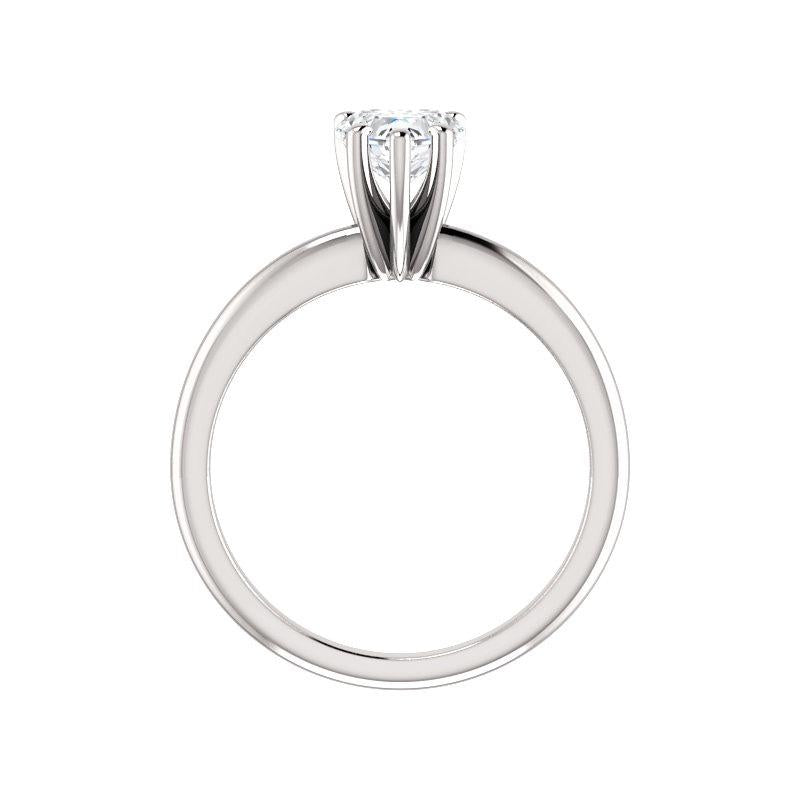 The Four Prongs Heart Lab Diamond Engagement Ring Solitaire Setting White Gold Side Profile