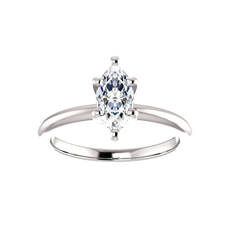The Four Prongs Marquise Moissanite Engagement Ring Solitaire Setting White Gold