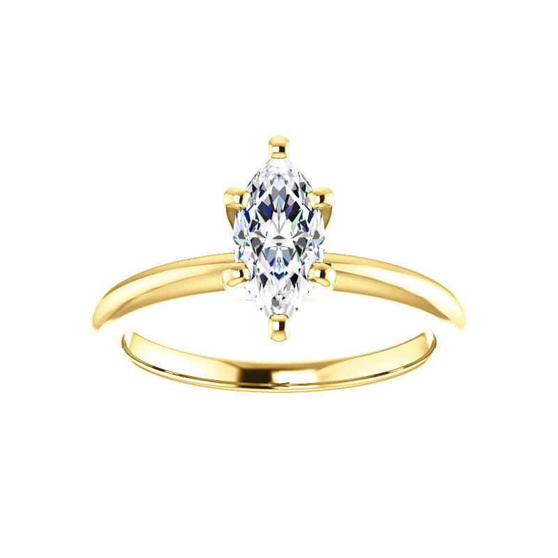 The Four Prongs Marquise Moissanite Engagement Ring Solitaire Setting Yellow Gold