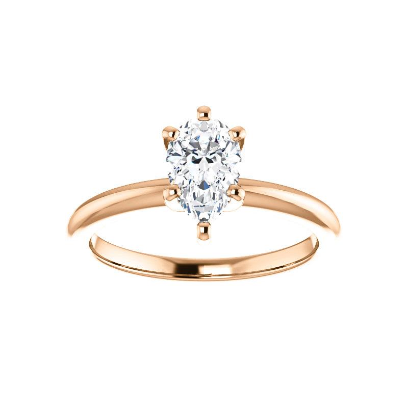 The Four Prongs Pear Moissanite Engagement Ring Solitaire Setting Rose Gold