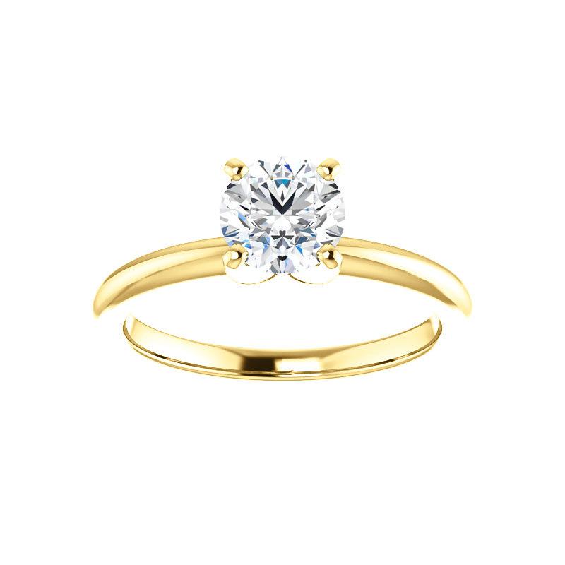 The Four Prongs Round Moissanite Engagement Ring Solitaire Setting Yellow Gold