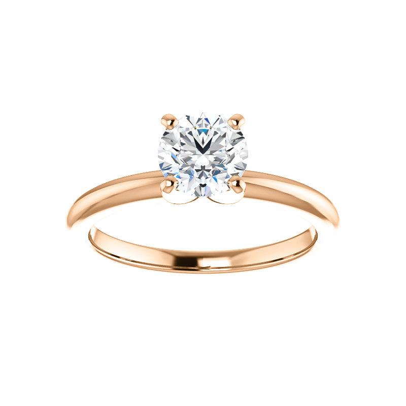 The Four Prongs Round Moissanite Engagement Ring Solitaire Setting Rose Gold