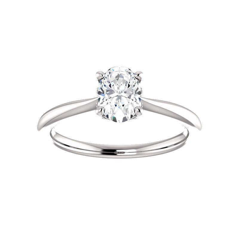 The Kelsea Oval Moissanite Engagement Ring Rope Solitaire Setting White Gold