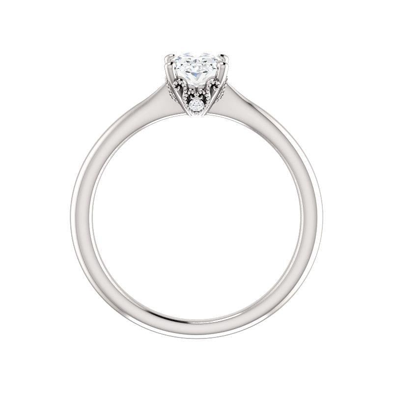 The Kelsea Oval Moissanite Engagement Ring Rope Solitaire Setting White Gold Side Profile