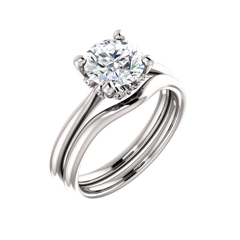 The Kelsea Oval Moissanite Engagement Ring Rope Solitaire Setting White Gold With Matching Band